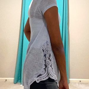 Flowy Blue Blouse with Paisley Side Cutout